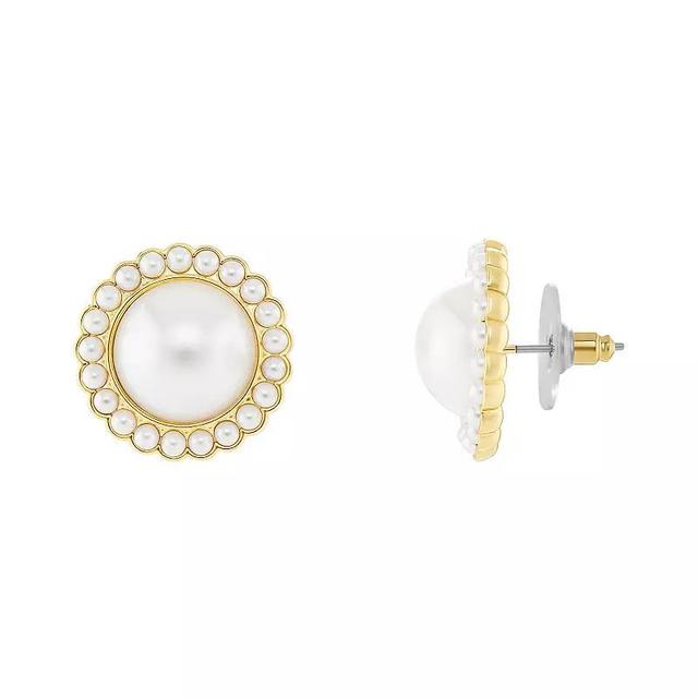 Emberly Gold Tone Simulated White Pearl Stud Earrings, Womens Product Image