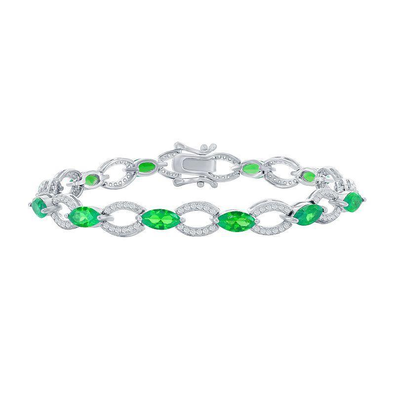 Sterling Silver Gemstone Tennis Bracelet, Womens Simulated Green Product Image