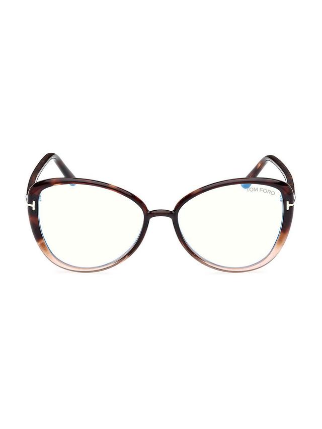 Womens 55MM Cat-Eye Eyeglasses - Vintage Rose Havana Blue Product Image