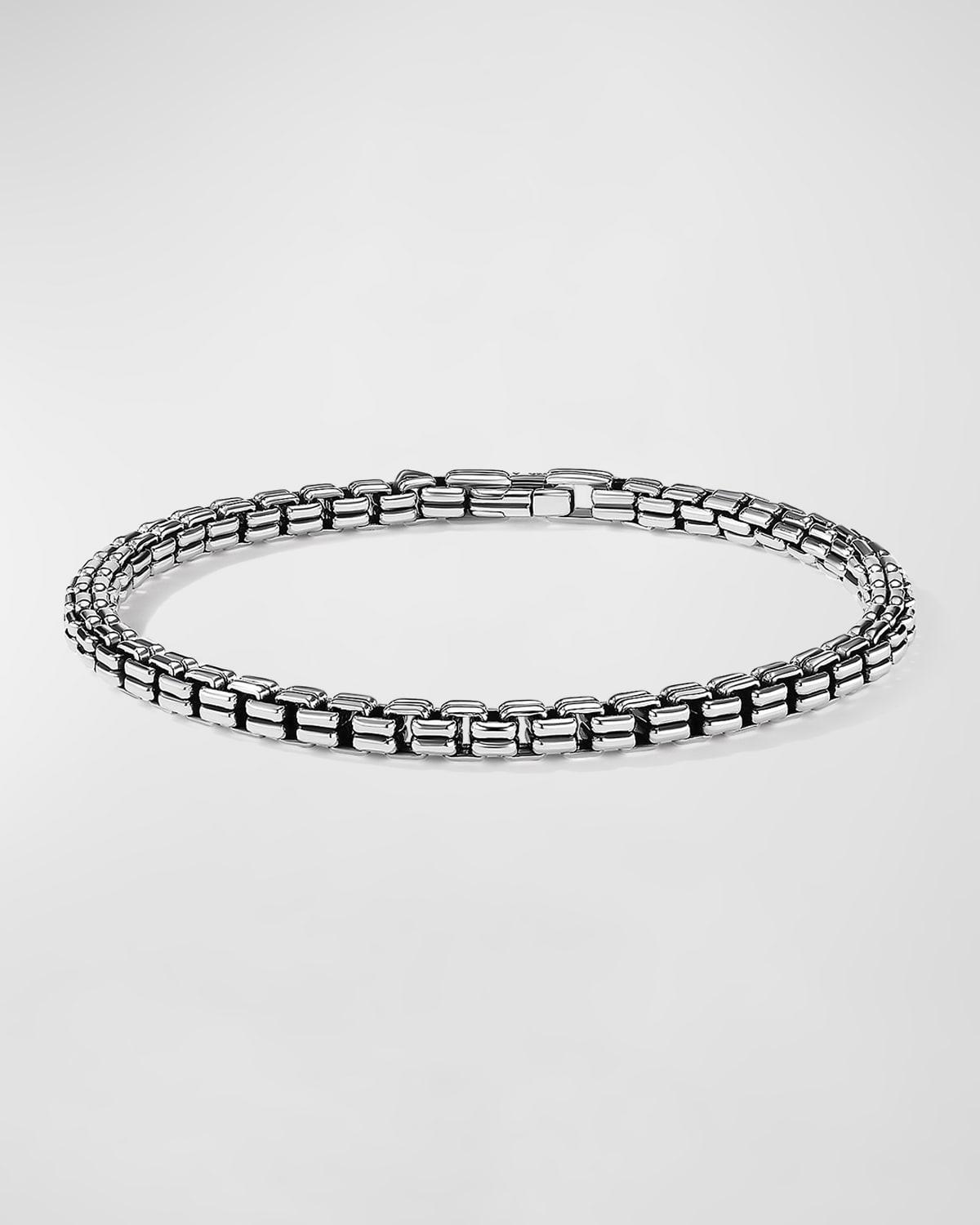 Mens Double Box Chain Bracelet in Silver, 4mm Product Image