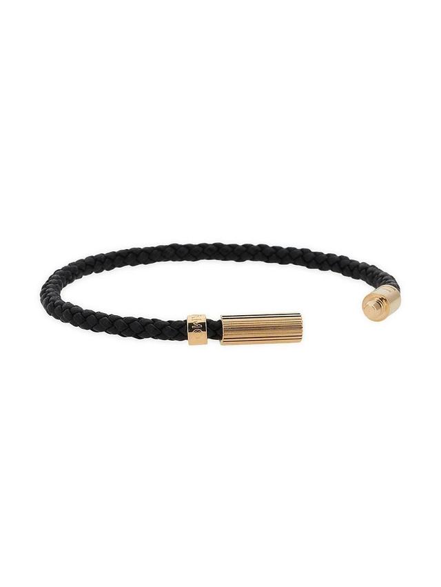 Mens Ligscooby Brass & Leather Bracelet Product Image