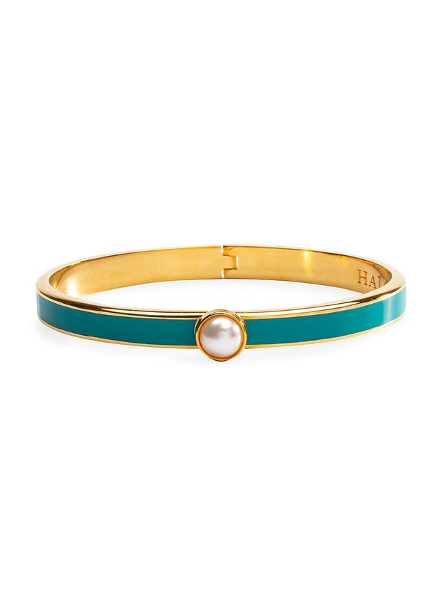 Womens Cabochon Pearl Hinged Bangle Product Image