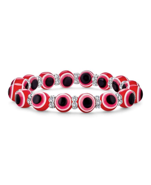 Bling Jewelry Turkish Translucent Red Evil Eye Glass Bead Stretch Bracelet For Women Rondelle Crystal Spacers For Protection And Good Luck Product Image