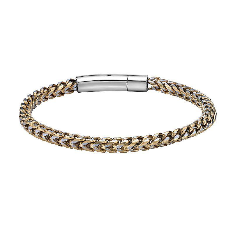 Mens LYNX Ion-Plated Stainless Steel Foxtail Chain Bracelet Gold Tone Product Image