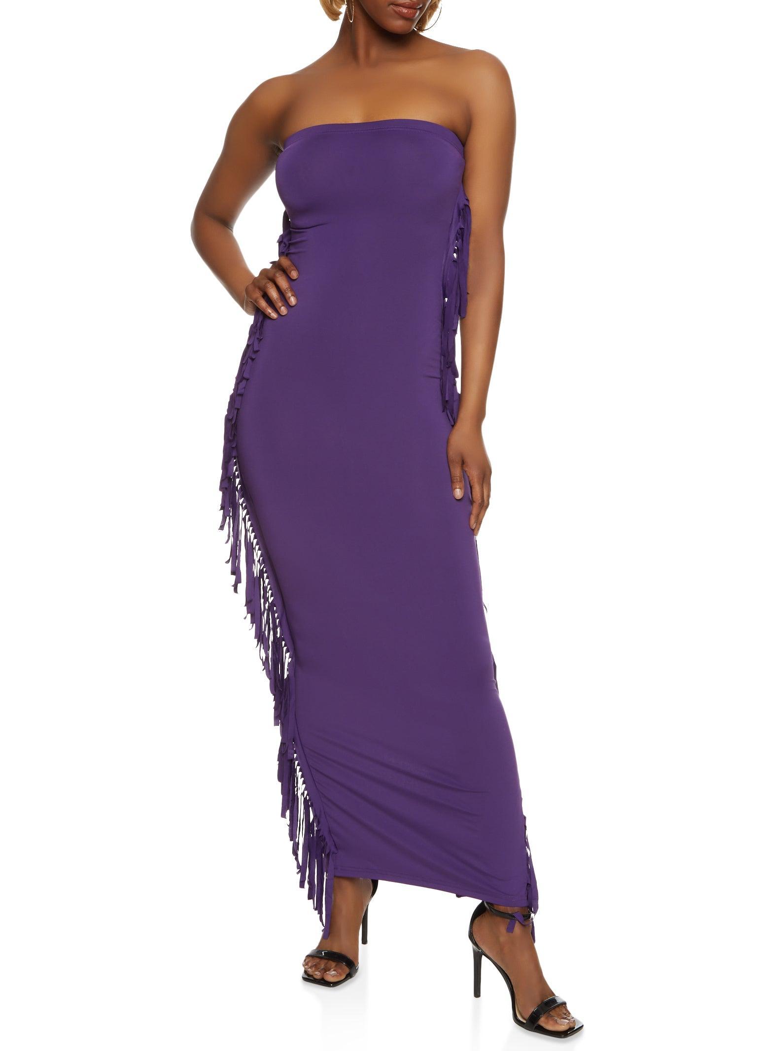 Womens Daisy Fringe Side Maxi Tube Dress Product Image