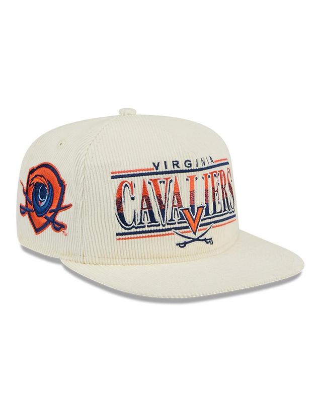 New Era Mens White Virginia Cavaliers Throwback Golfer Corduroy Snapback Hat Product Image