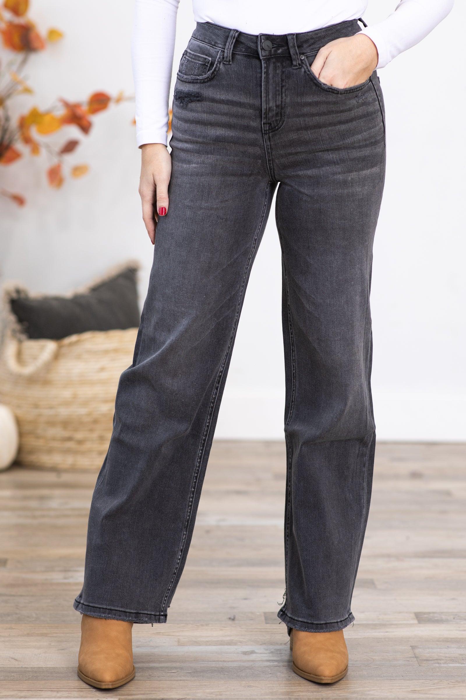 Mica Charcoal High Rise Wide Leg Jeans Product Image