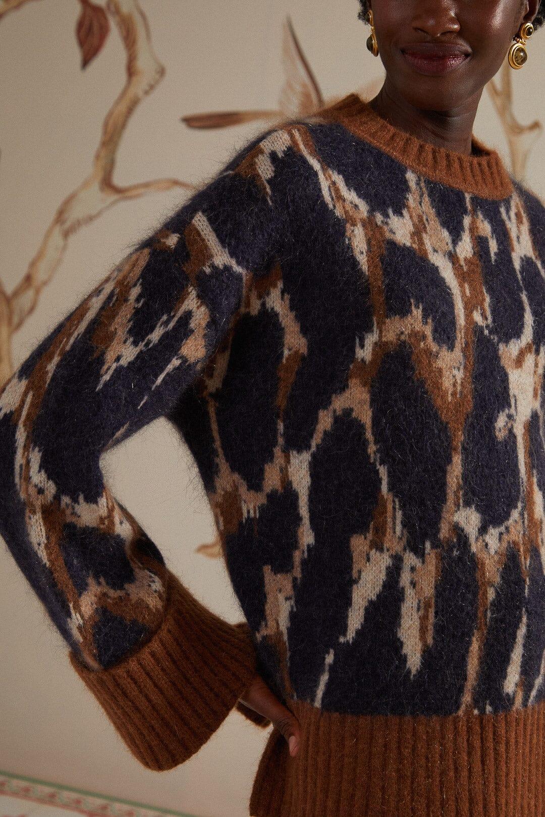 Leopard Print Knit Sweater Product Image