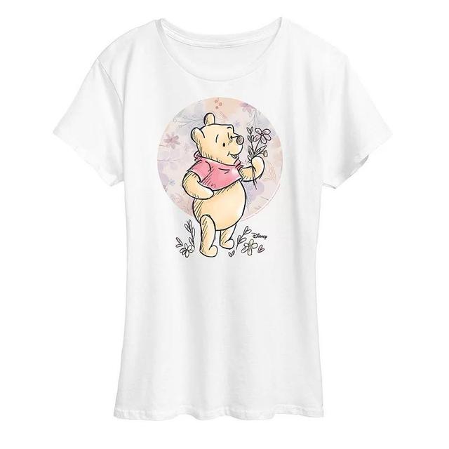 Disneys Minnie Mouse Womens Floral Circle Pooh Graphic Tee Product Image