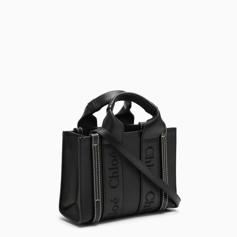 Chloe Woody Mini Black Leather Bag Women Product Image