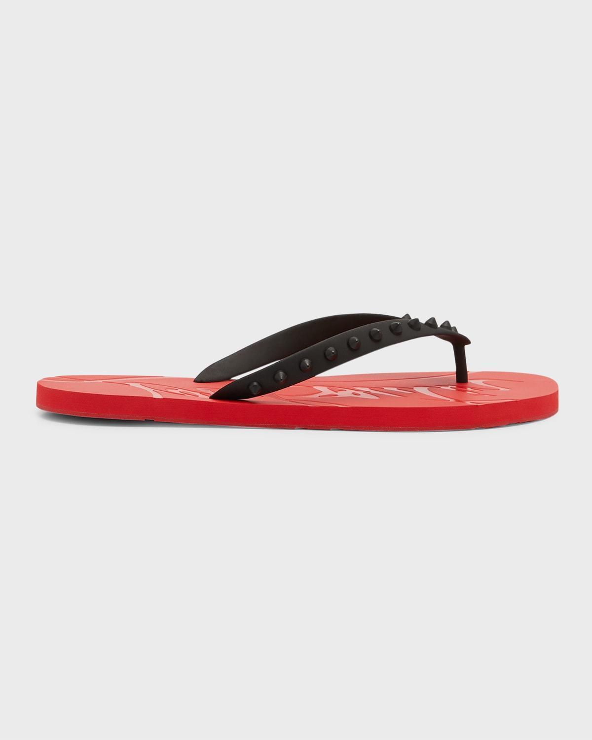 Mens Loubi Tonal Spiked Red Sole Flip Flops Product Image