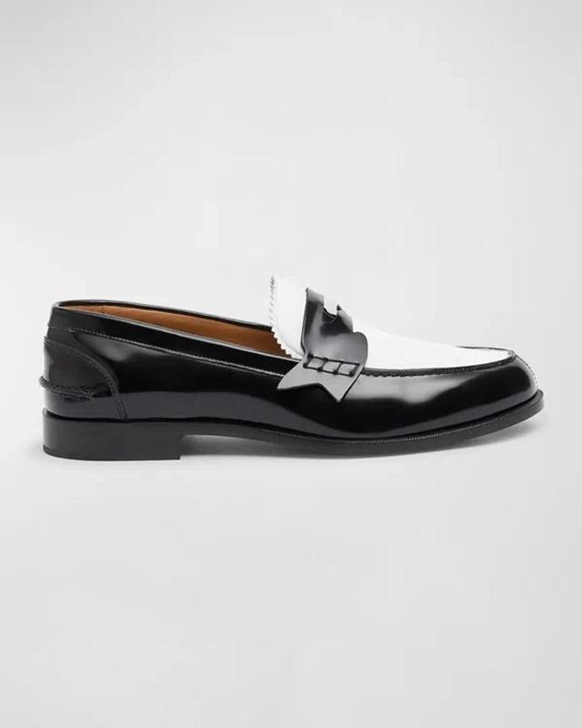 Men's Leather Bicolor Penny Loafers Product Image