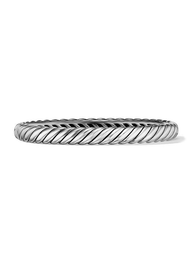 Womens Sculpted Cable Bangle Bracelet In Sterling Silver, 7mm Product Image