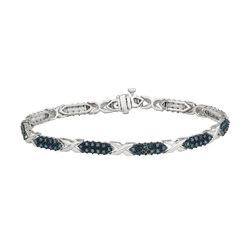 Jewelexcess Sterling Silver 1 Carat T.W. Blue Diamond Bracelet, Womens Silver Tone Product Image