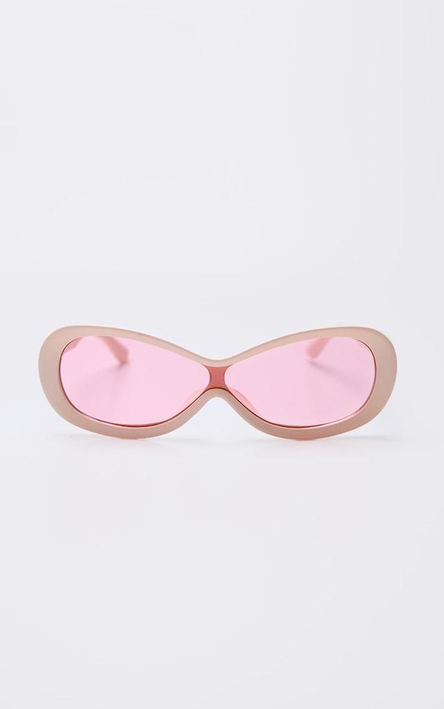 Pale Pink Retro Chunky Frame Sunglasses Product Image