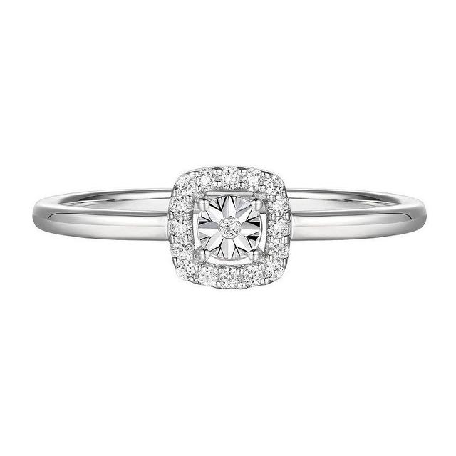 Sterling Silver 1/10 Carat T.W. Diamond Halo Ring, Womens Product Image