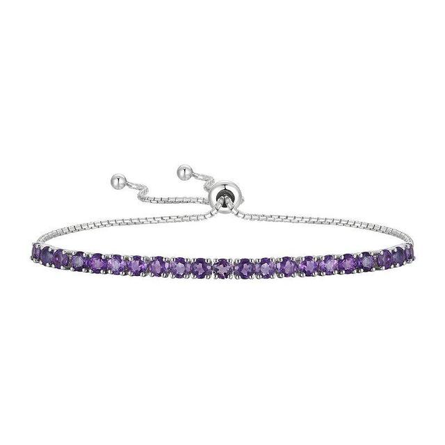 Sterling Silver Amethyst Bolo Bracelet, Womens Product Image