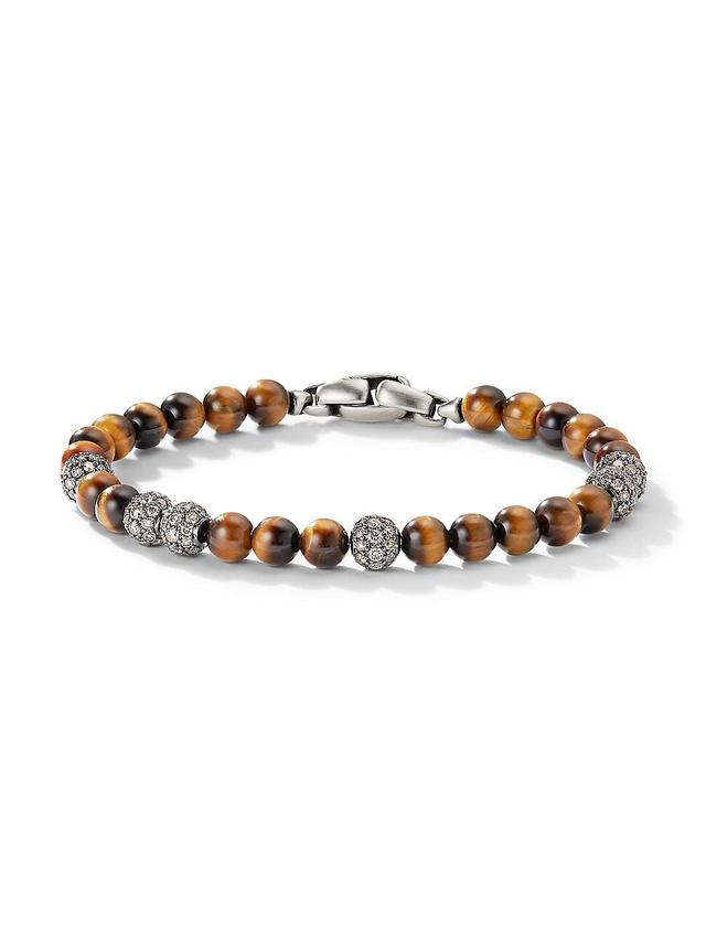 Mens Spiritual Beads Bracelet in Sterling Silver Product Image