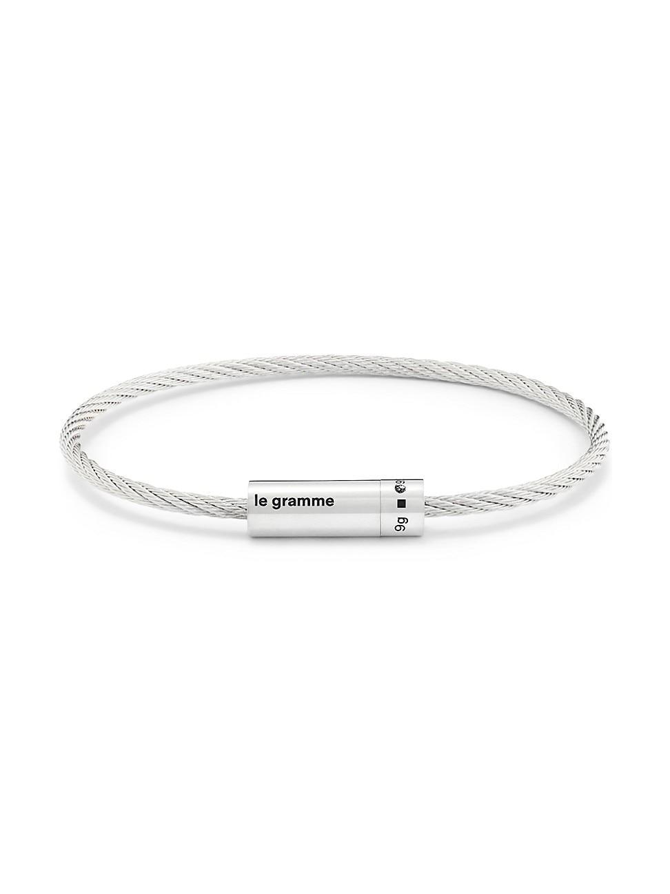 Mens 9G Polished Sterling Silver Cable Bracelet Product Image