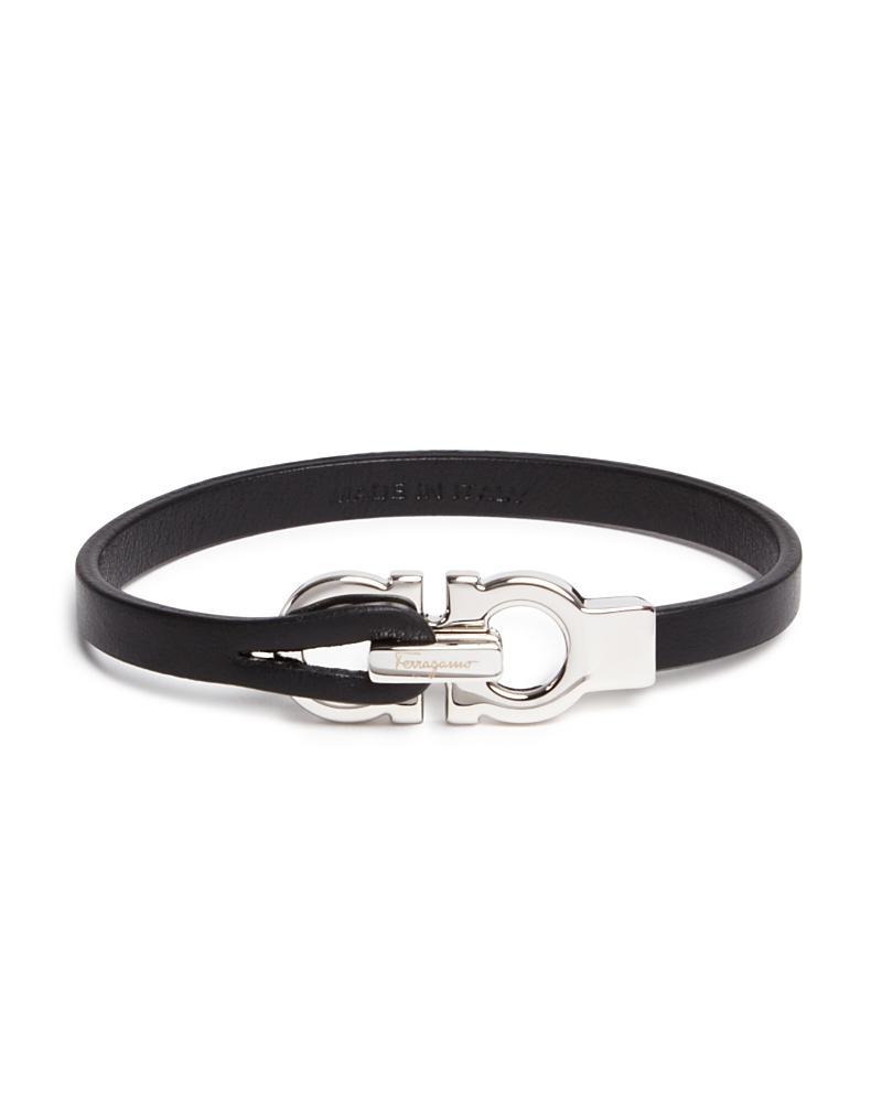 FERRAGAMO Double Gancio Leather Bracelet Product Image