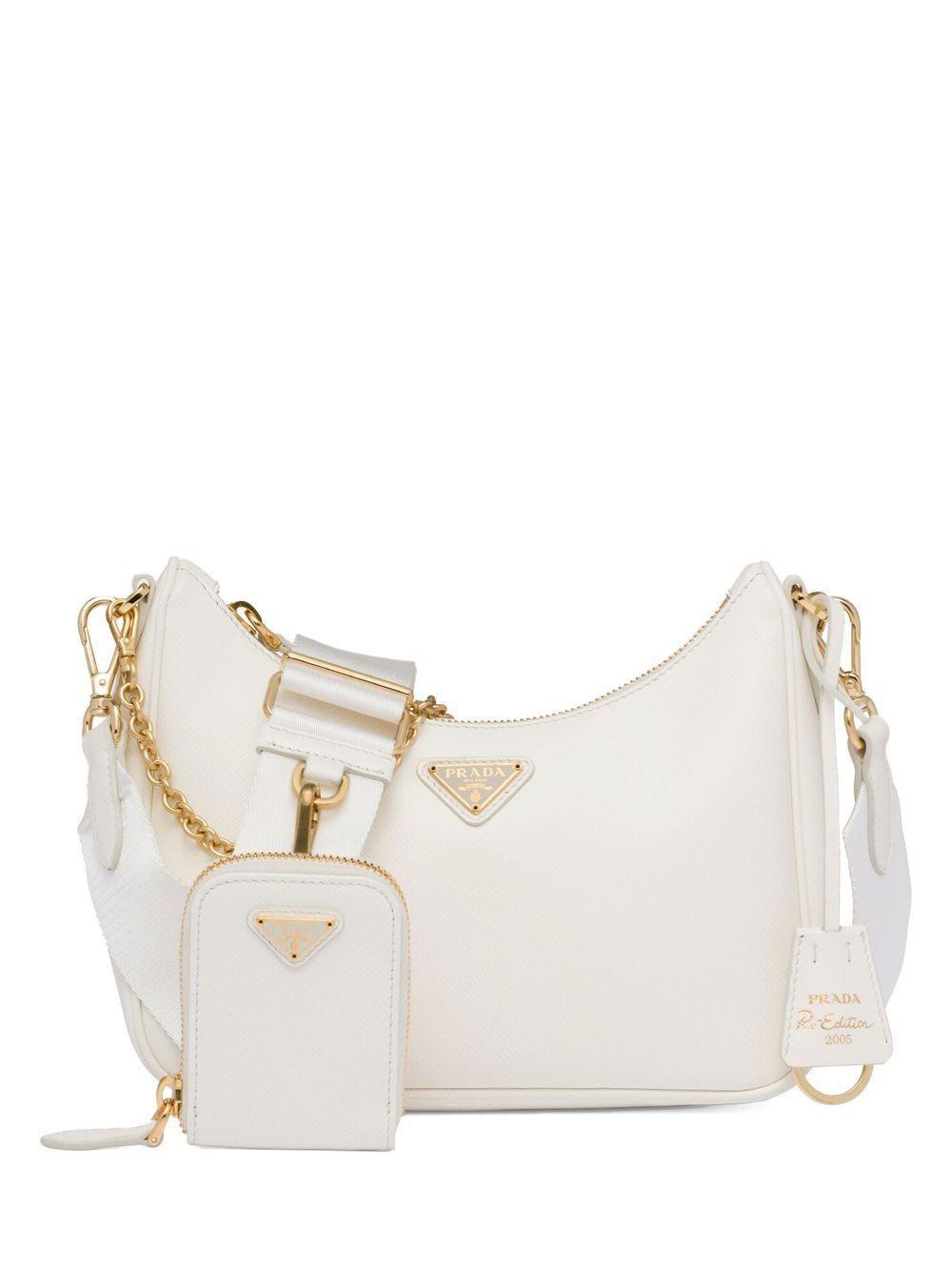 PRADA Re-edition 2005 Saffiano Leather Bag In White Product Image