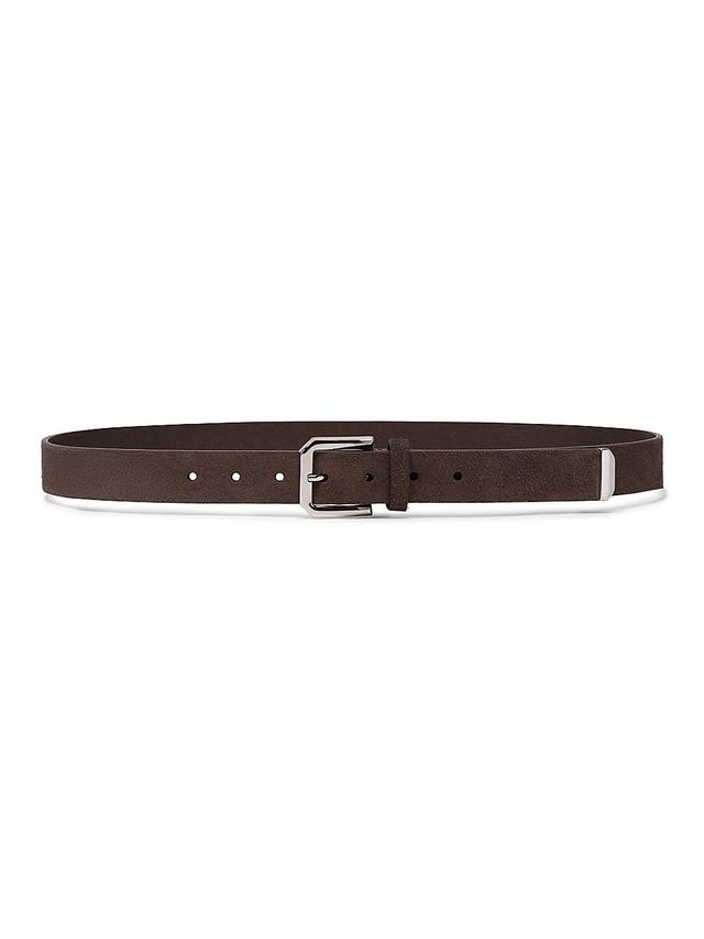 Mens Reversed Leather Belt with Square Buckle and Tip Product Image