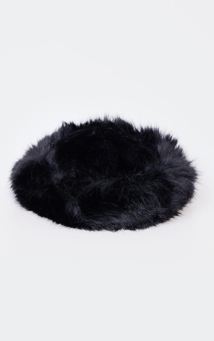  Black Faux Fur Fluffy Trim Bucket Hat Product Image