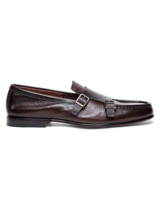 Mens Hiero Embossed-Leather Loafers Product Image