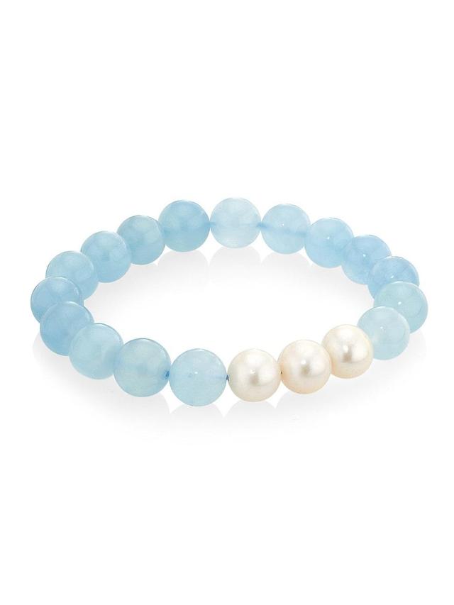 Womens Gems Baroque Pearl & Aquamarine Bead Stretch Bracelet Product Image