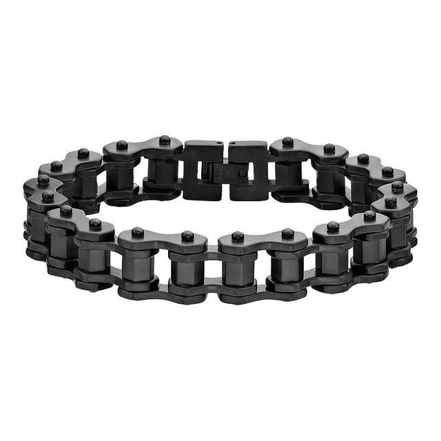 Mens LYNX Stainless Steel Bicycle-Chain Bracelet Black Product Image