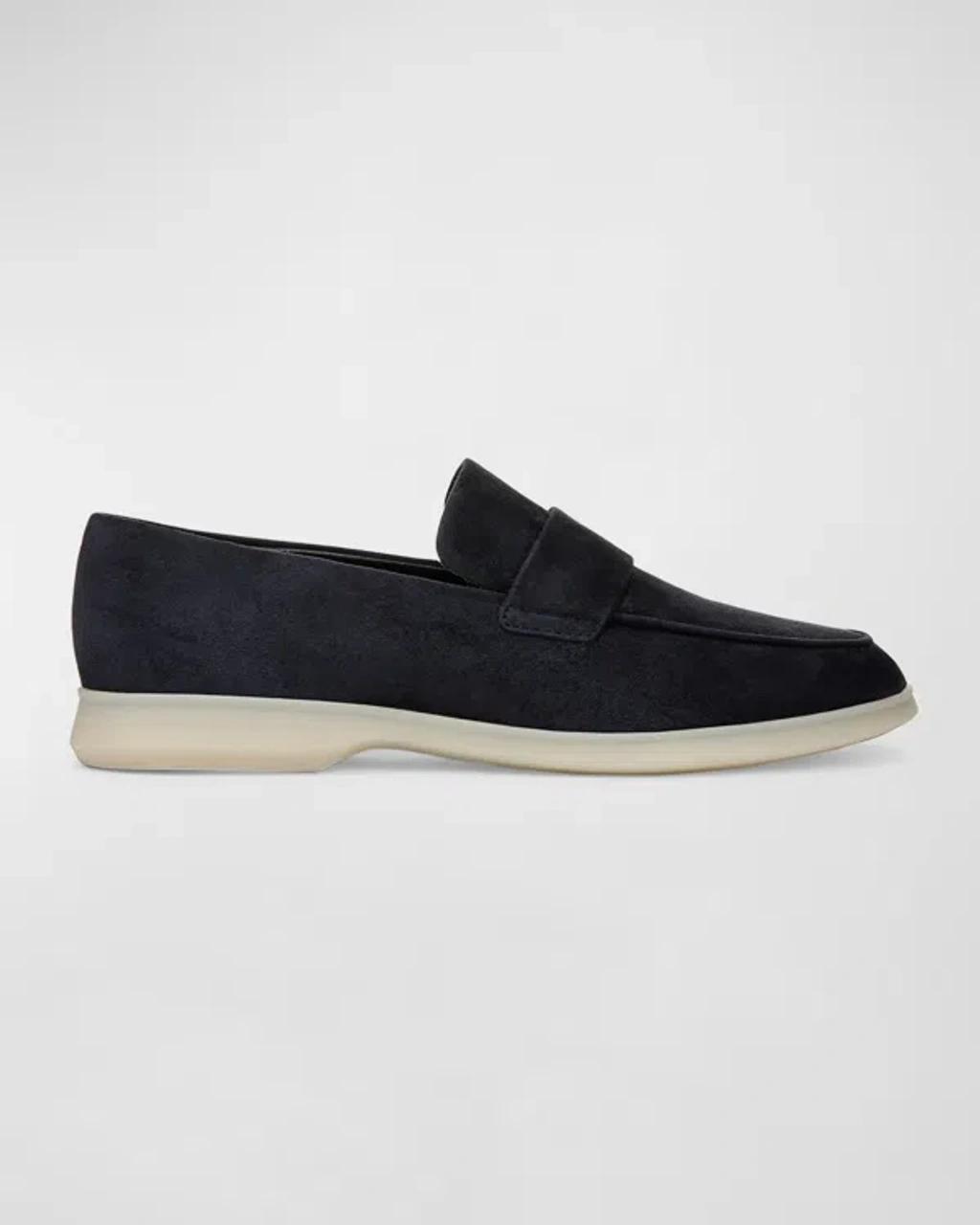 Suede Casual Sporty Loafers In Blue Ink Product Image