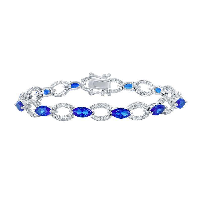 Sterling Silver Gemstone Tennis Bracelet, Womens Simulated Blue Product Image