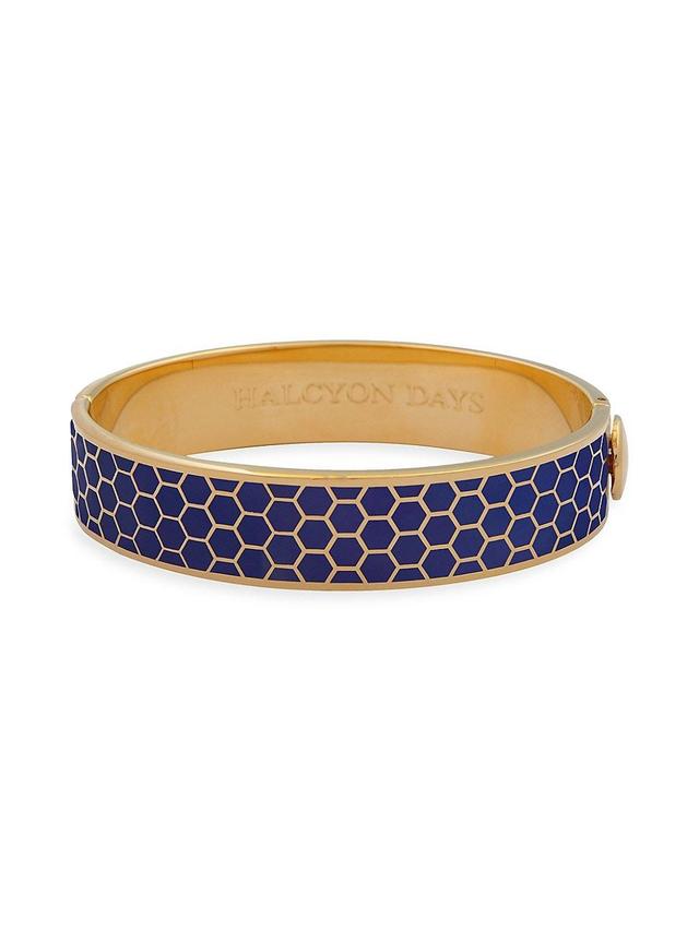 Womens Honeycomb 18K Gold-Plated Hinged Bangle Bracelet Product Image