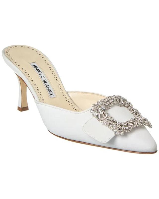 Manolo Blahnik Maysale Jewel 70 Mule Ivory. (also in ). Product Image