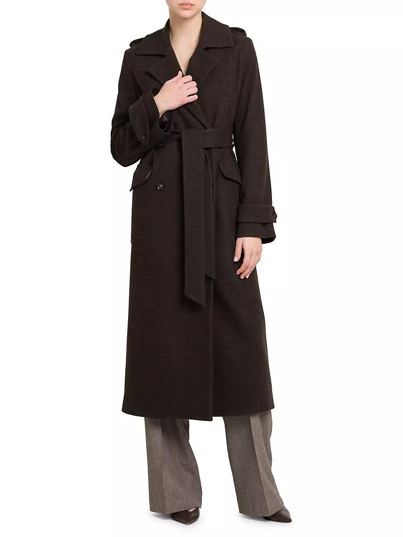 Checkered Wool Belted Coat Product Image