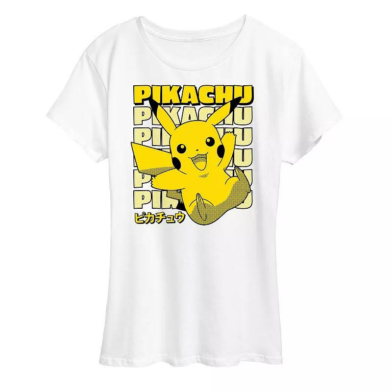 Womens Pokemon Pikachu Stack Graphic Tee Grey Gray Product Image