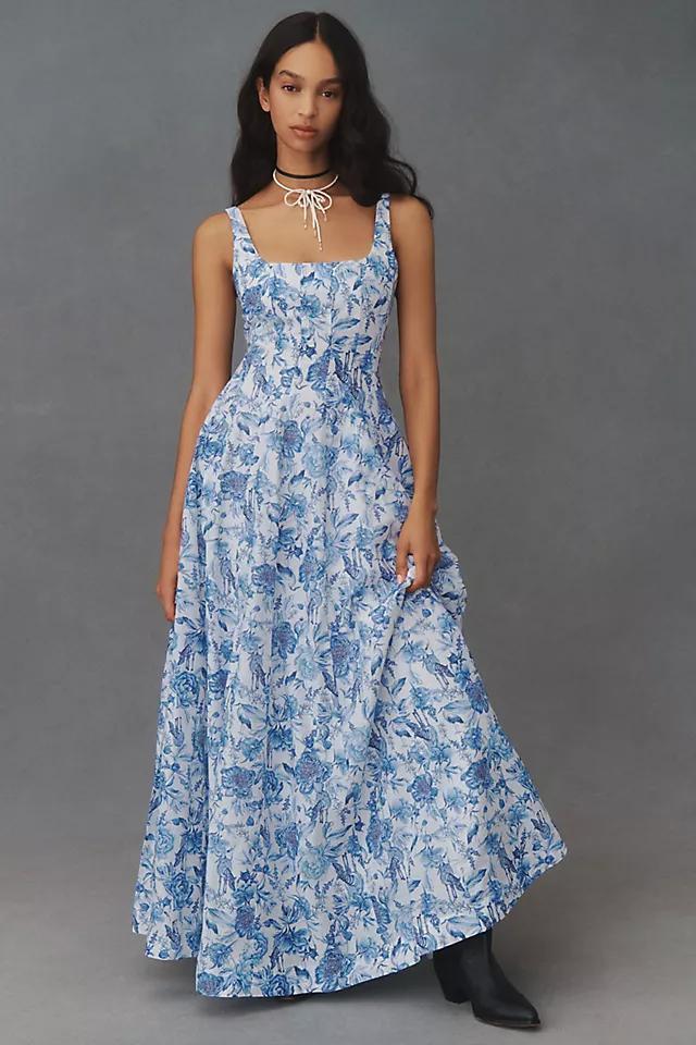 Aqua Blu Claudette Sleeveless Square-Neck Floral Maxi Dress Product Image