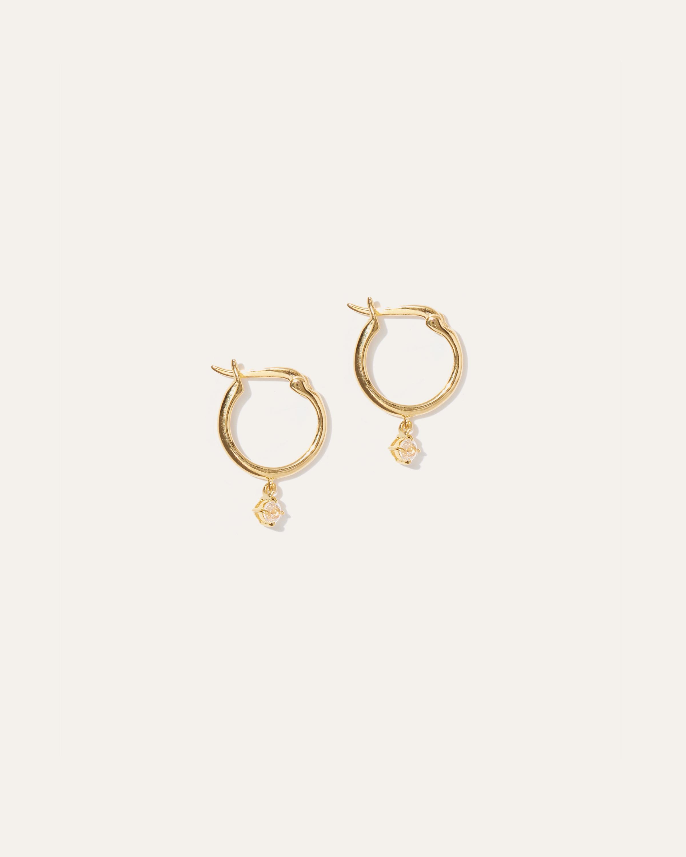 White Sapphire Drop Hoops Product Image