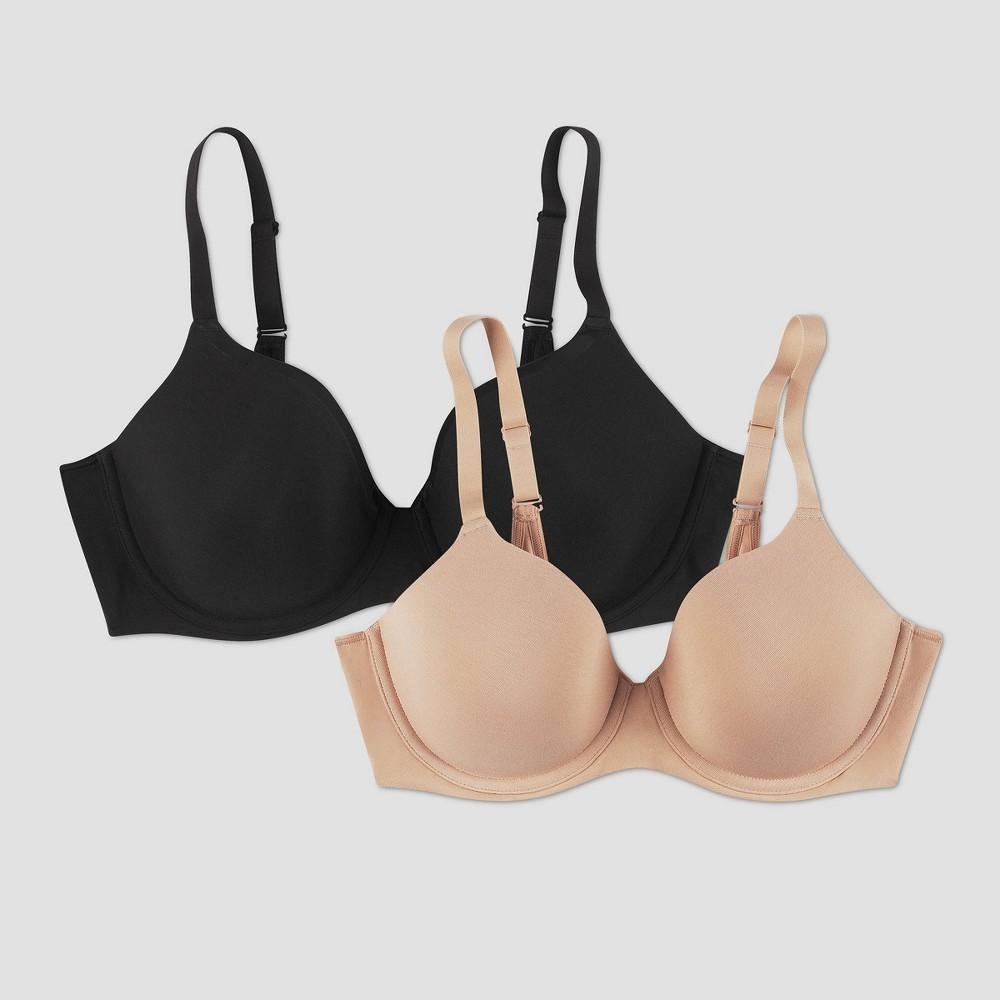 Beauty by Bali Womens 2pk T-Shirt Bra B202 - Paris Beige/Black 42D Product Image