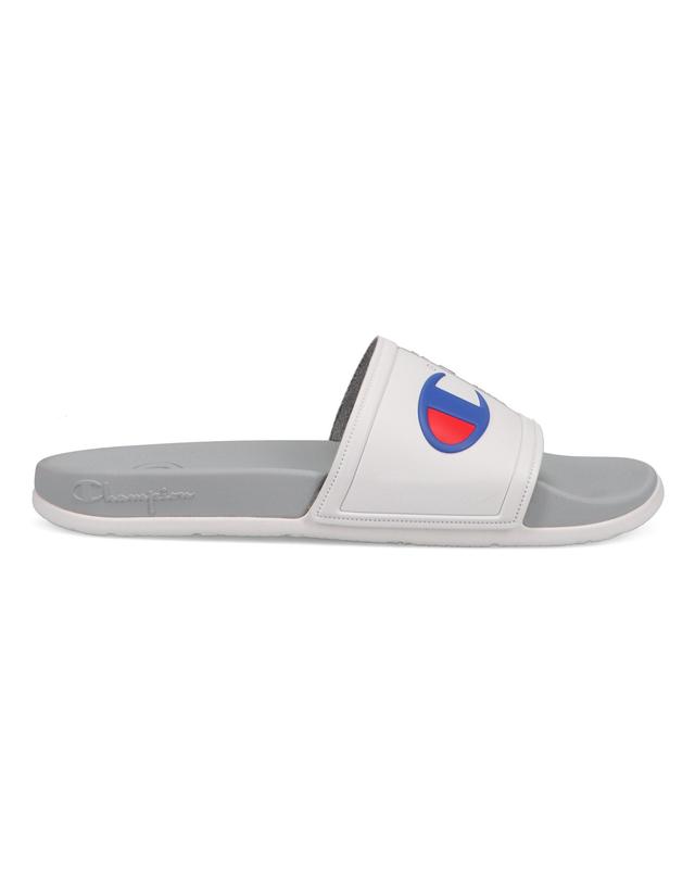 Champion Mens IPO Squish Slides, Jock Tag, White/Surf The Web/Scarlet 13 Product Image