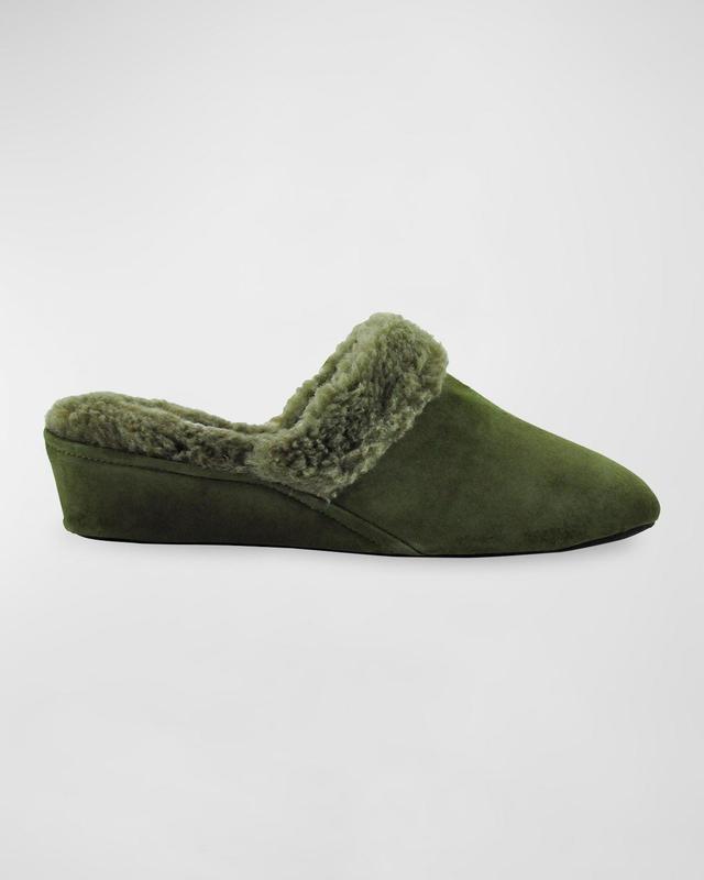 Suede & Faux Shearling Slippers Product Image