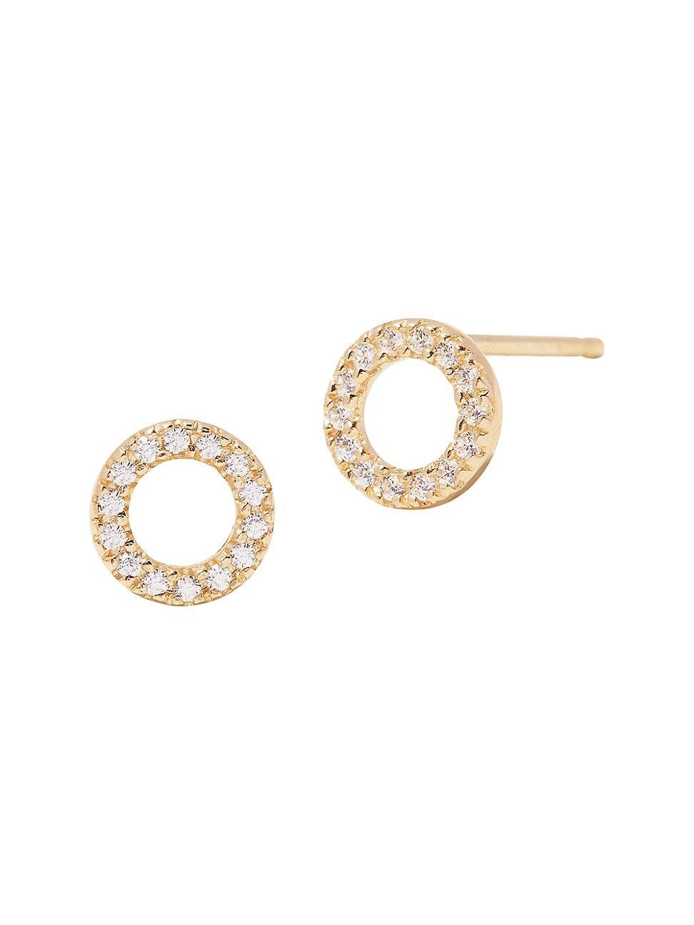 Womens Lydia 14K Yellow Gold & 0.10 TCW Diamond Circle Stud Earrings Product Image