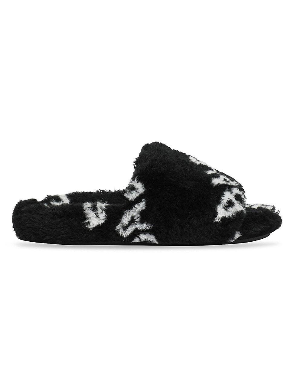 Womens Furry Slide Sandal Allover Logo Product Image