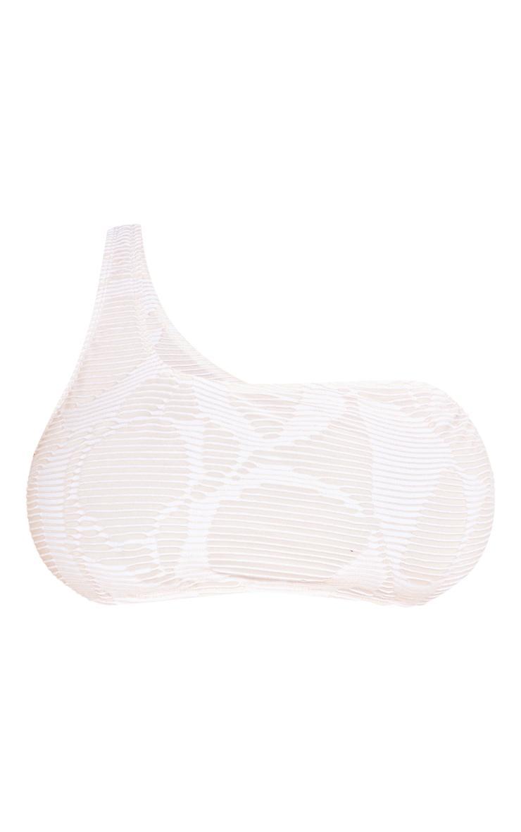 Plus Cream Textured One Shoulder Bikini Top Product Image