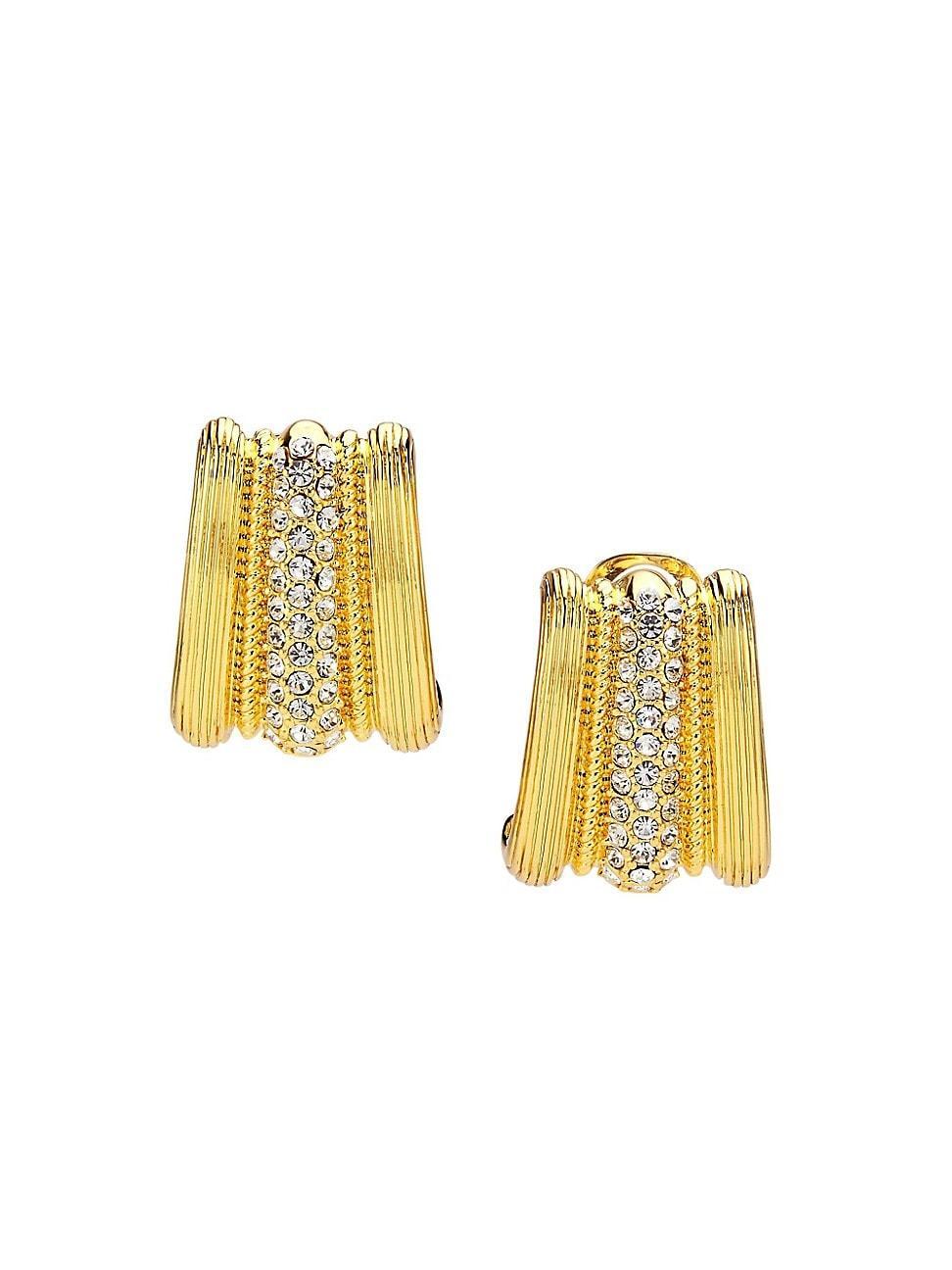 Womens Goldtone & Crystal Clip-On Earrings Product Image