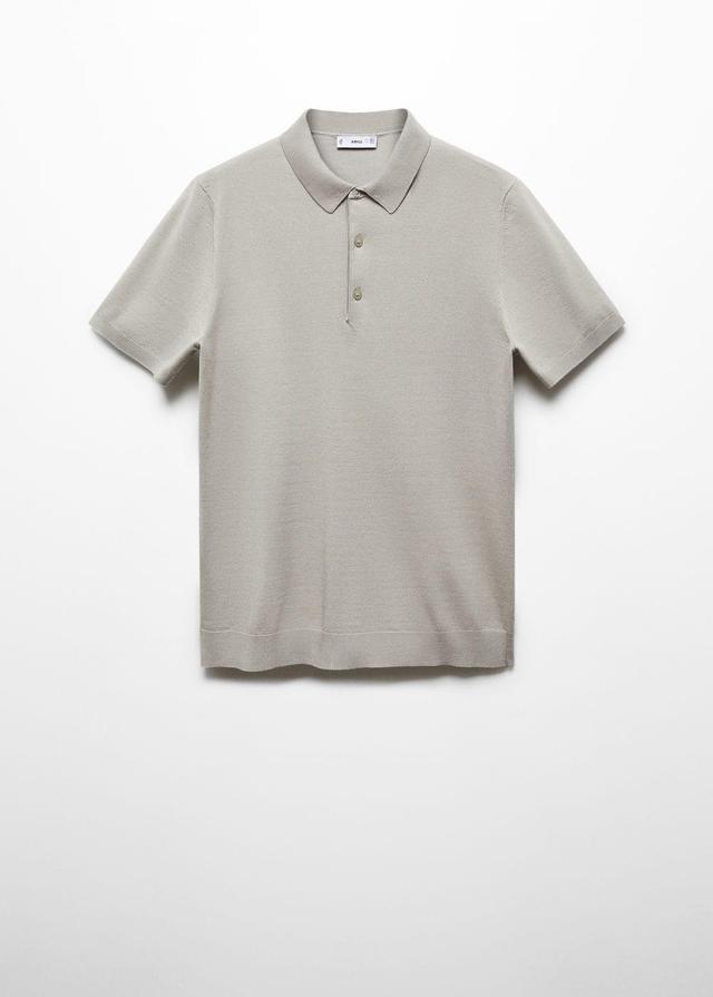 MANGO MAN - Fine-knit polo shirt light/pastel greyMen Product Image