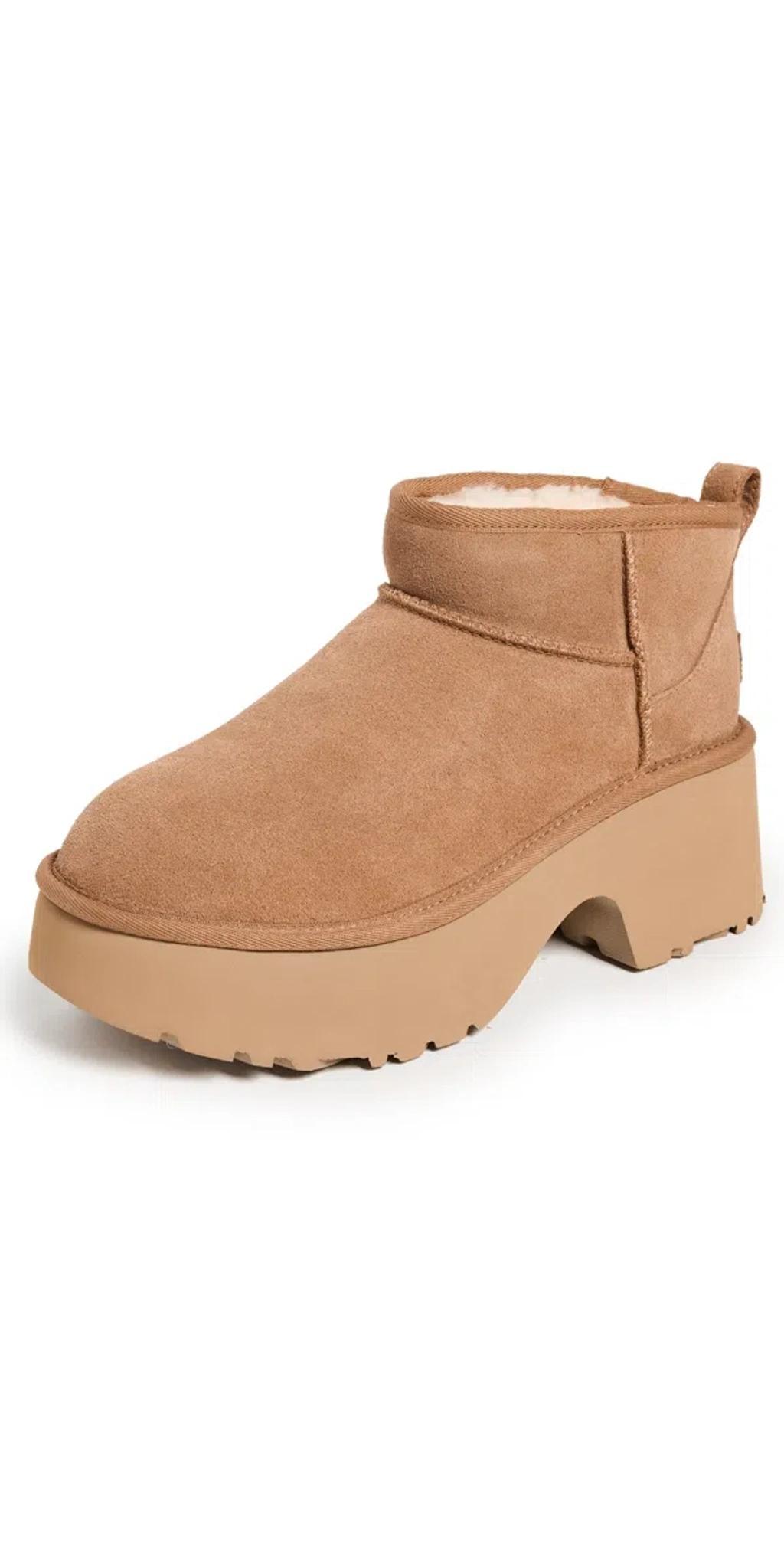 Classic Ultra Mini New Heights Boots Chestnut In Beige Product Image