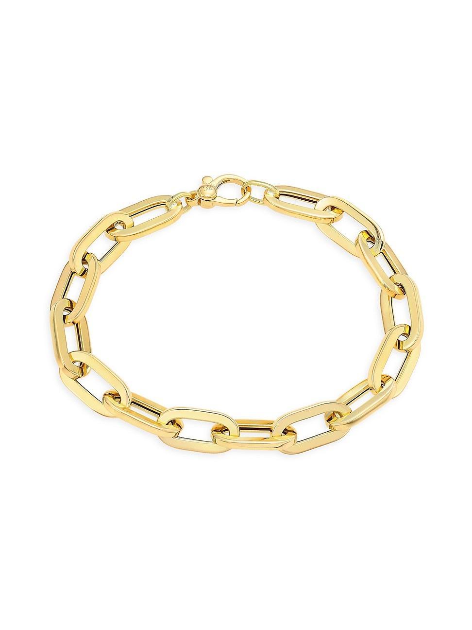 Womens 18K Yellow Gold Flat Oval-Link Chain Bracelet Product Image