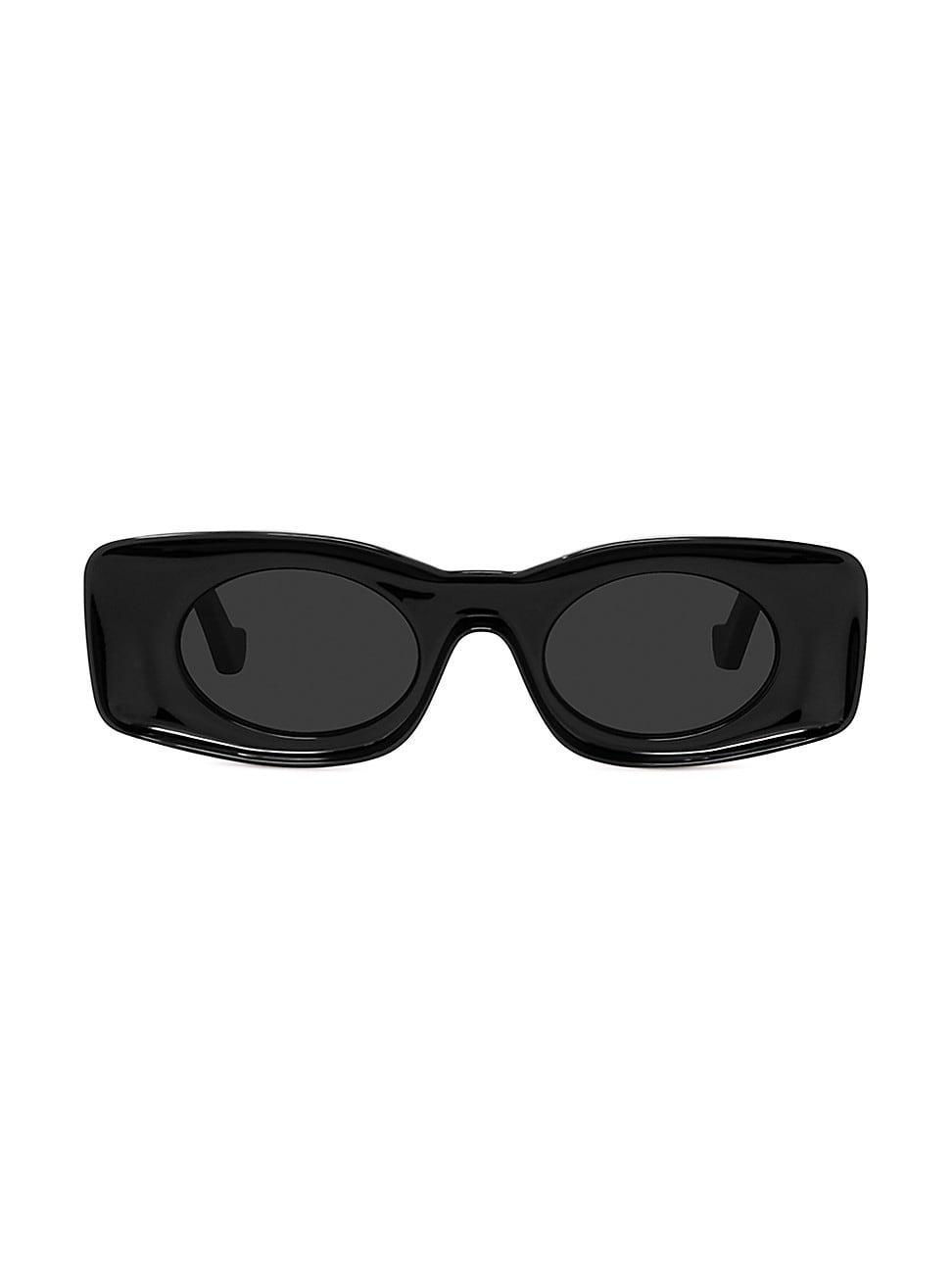 Mens Geometric Logo Acetate & Plastic Rectangle Sunglasses Product Image