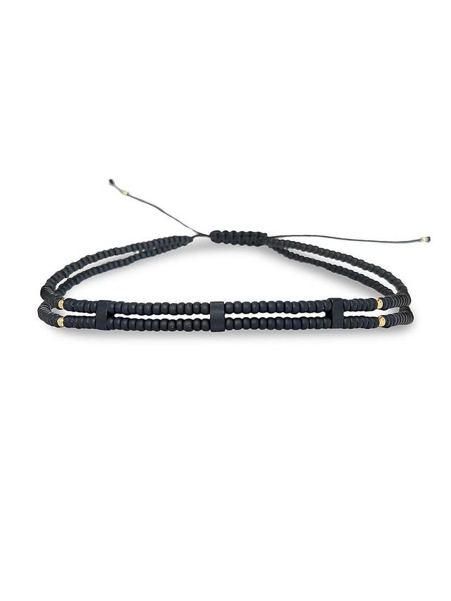 Mens Beaded Double-Strand Cord Bracelet Product Image